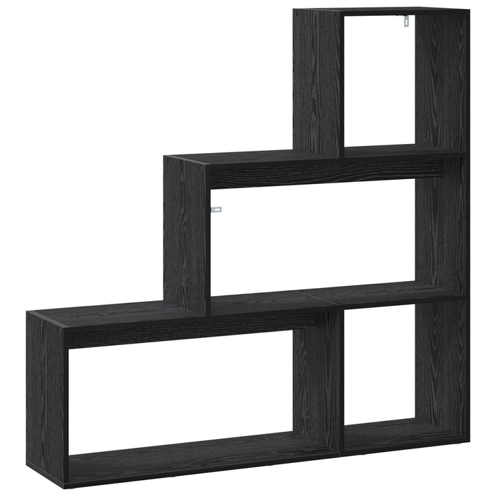 Rumdivider boghylde 123 x 29 x 123 cm Konstrueret træ Sort eg