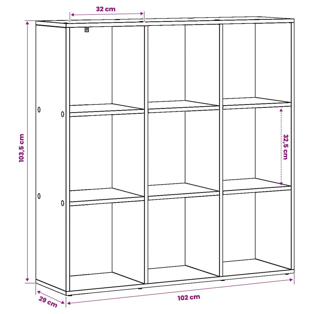Bogskab 102 x 29 x 103,5 cm Konstrueret træ Sort eg