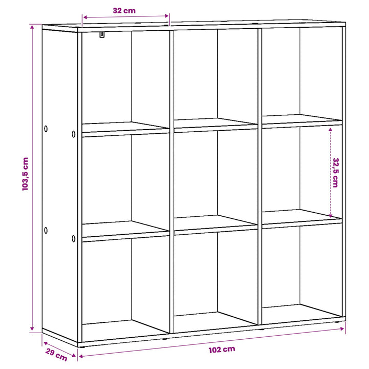 Bogskab 102 x 29 x 103,5 cm Konstrueret træ Sort eg