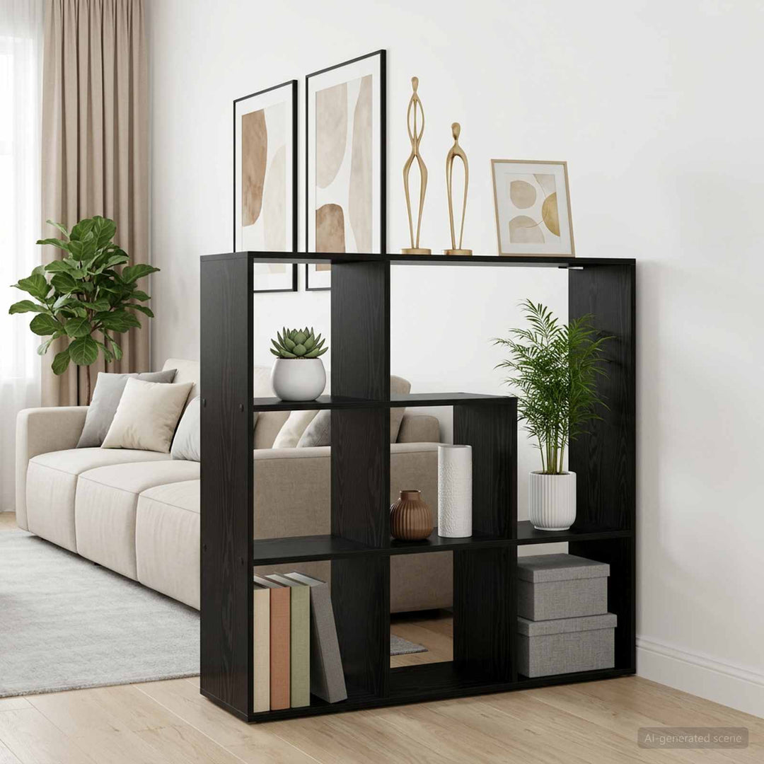 Bogskab 102 x 29 x 103,5 cm Konstrueret træ Sort eg