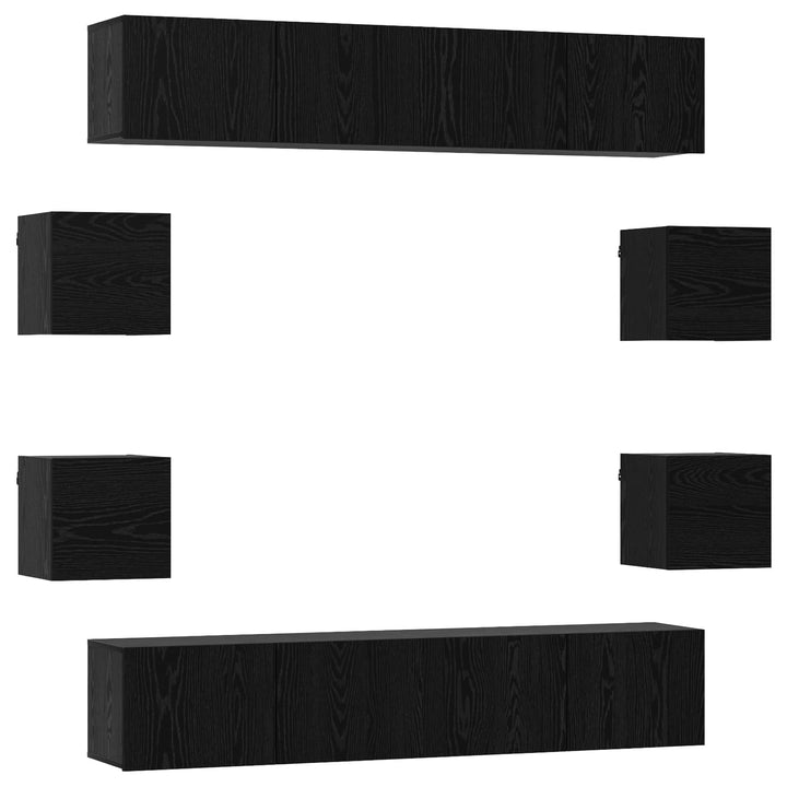 TV-møbelsæt 8 pcs 80 x 30 x 30 cm Sort eg Konstrueret træ