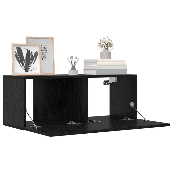 TV-møbelsæt 8 pcs 80 x 30 x 30 cm Sort eg Konstrueret træ
