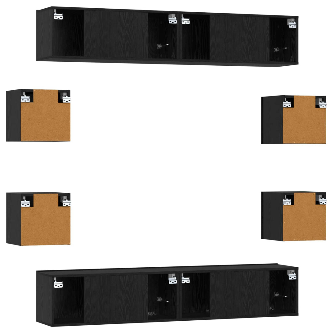 TV-møbelsæt 8 pcs 80 x 30 x 30 cm Sort eg Konstrueret træ