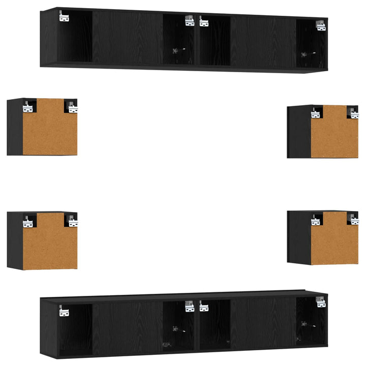 TV-møbelsæt 8 pcs 80 x 30 x 30 cm Sort eg Konstrueret træ