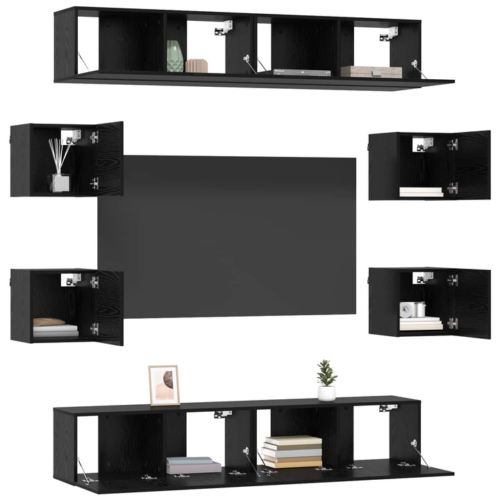 TV-møbelsæt 8 pcs 80 x 30 x 30 cm Sort eg Konstrueret træ