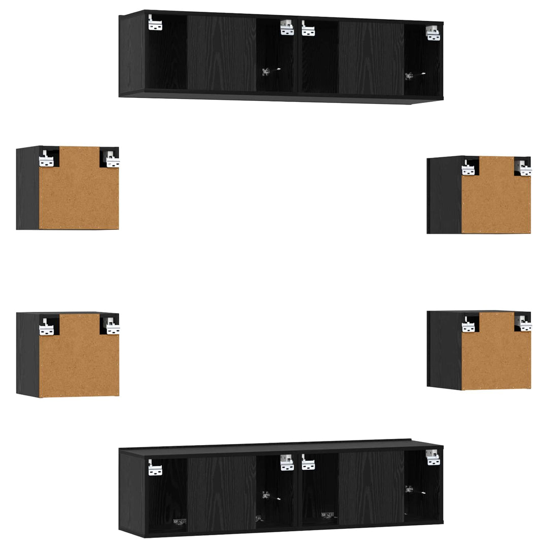 TV-møbelsæt 8 pcs 120 x 30 x 30 cm Sort eg Konstrueret træ
