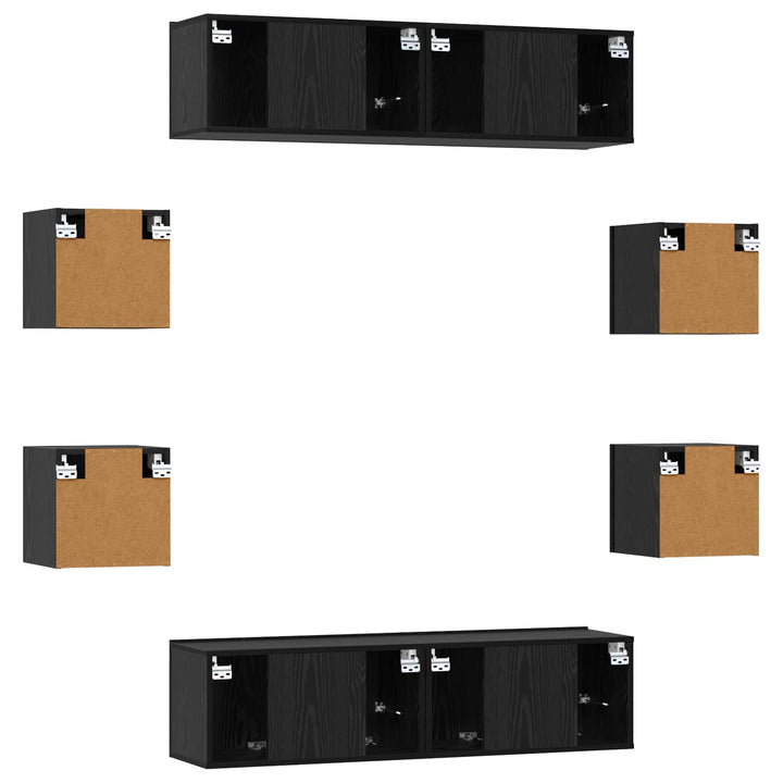 TV-møbelsæt 8 pcs 120 x 30 x 30 cm Sort eg Konstrueret træ