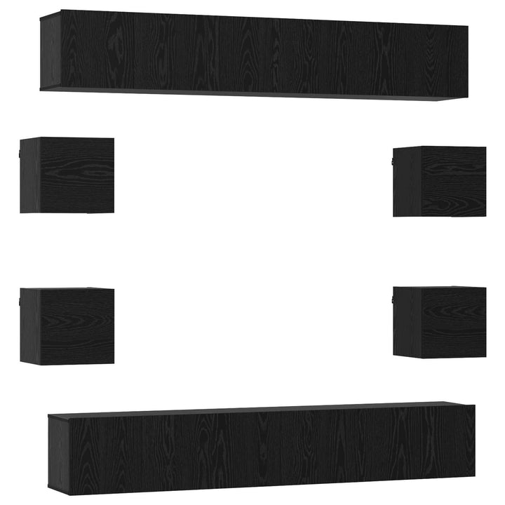 TV-møbelsæt 10 pcs 180 x 30 x 30 cm Sort eg Konstrueret træ