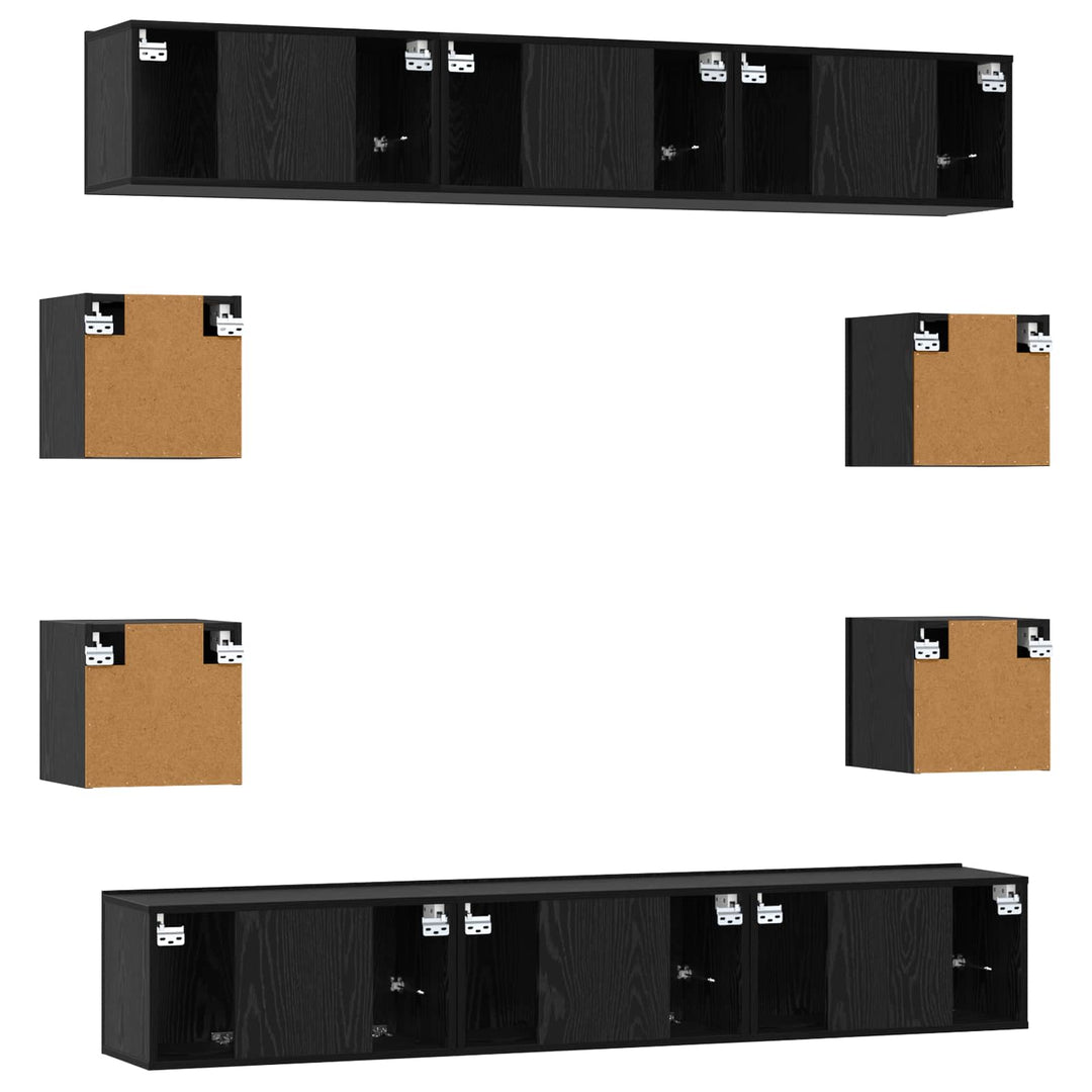 TV-møbelsæt 10 pcs 180 x 30 x 30 cm Sort eg Konstrueret træ