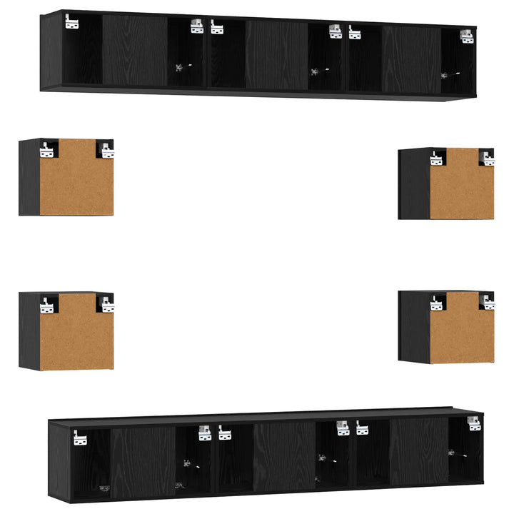 TV-møbelsæt 10 pcs 180 x 30 x 30 cm Sort eg Konstrueret træ