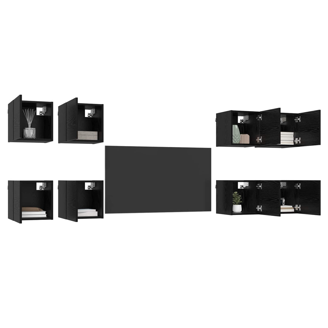 Vægmonteret TV Skab Vægmonteret 8 pcs Sort eg 30,5 x 30 x 30 cm