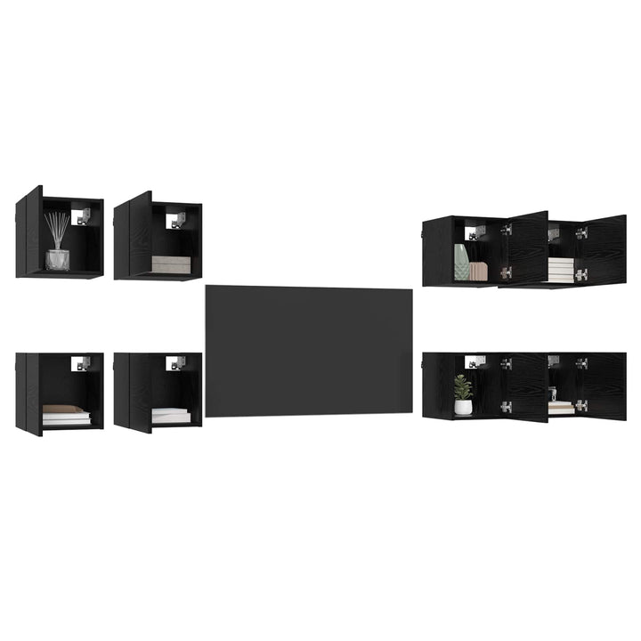 Vægmonteret TV Skab Vægmonteret 8 pcs Sort eg 30,5 x 30 x 30 cm