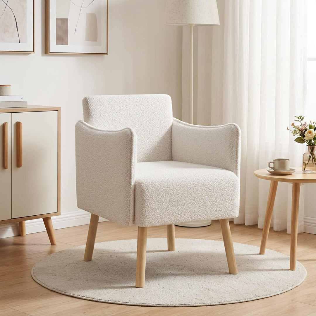 Accentstol Cremefarvet Bouclé