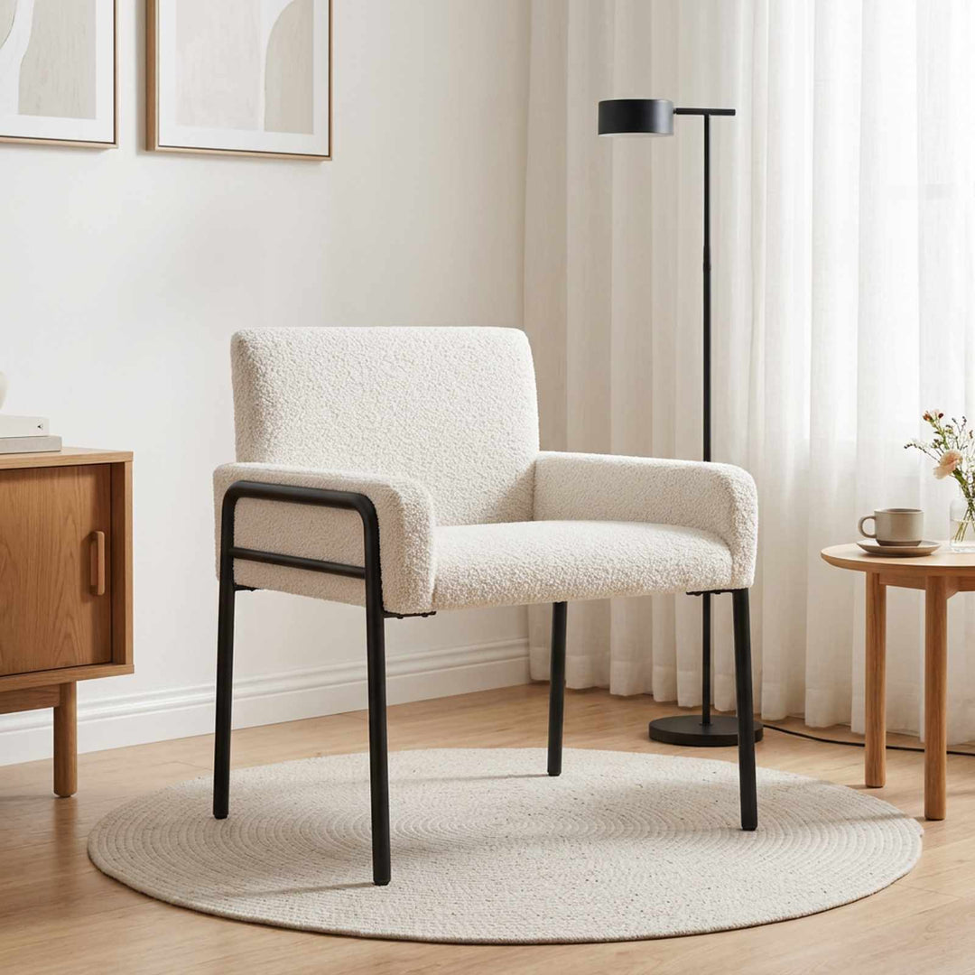 Accentstol Cremefarvet Bouclé