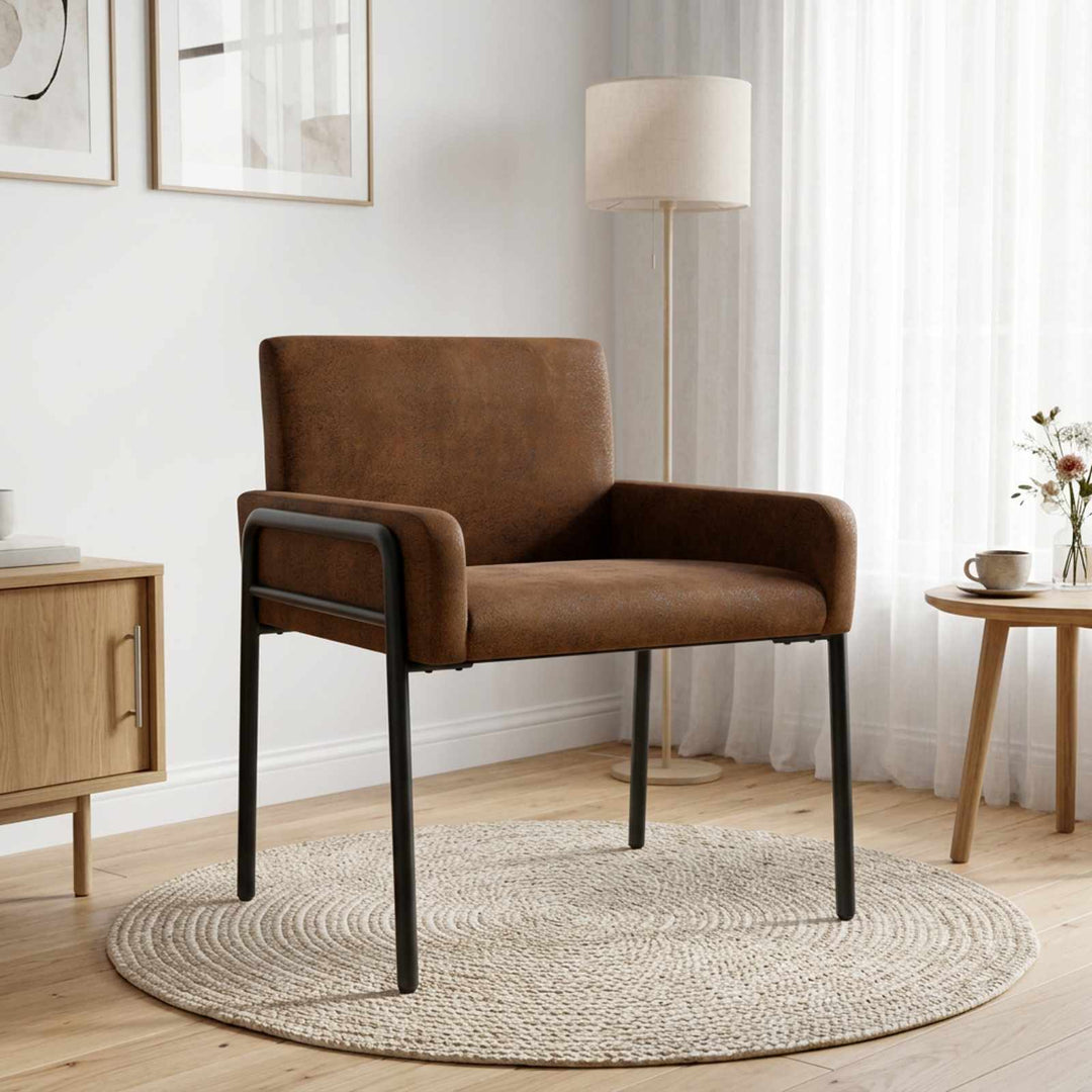 Accentstol Brun Imiteret ruskind