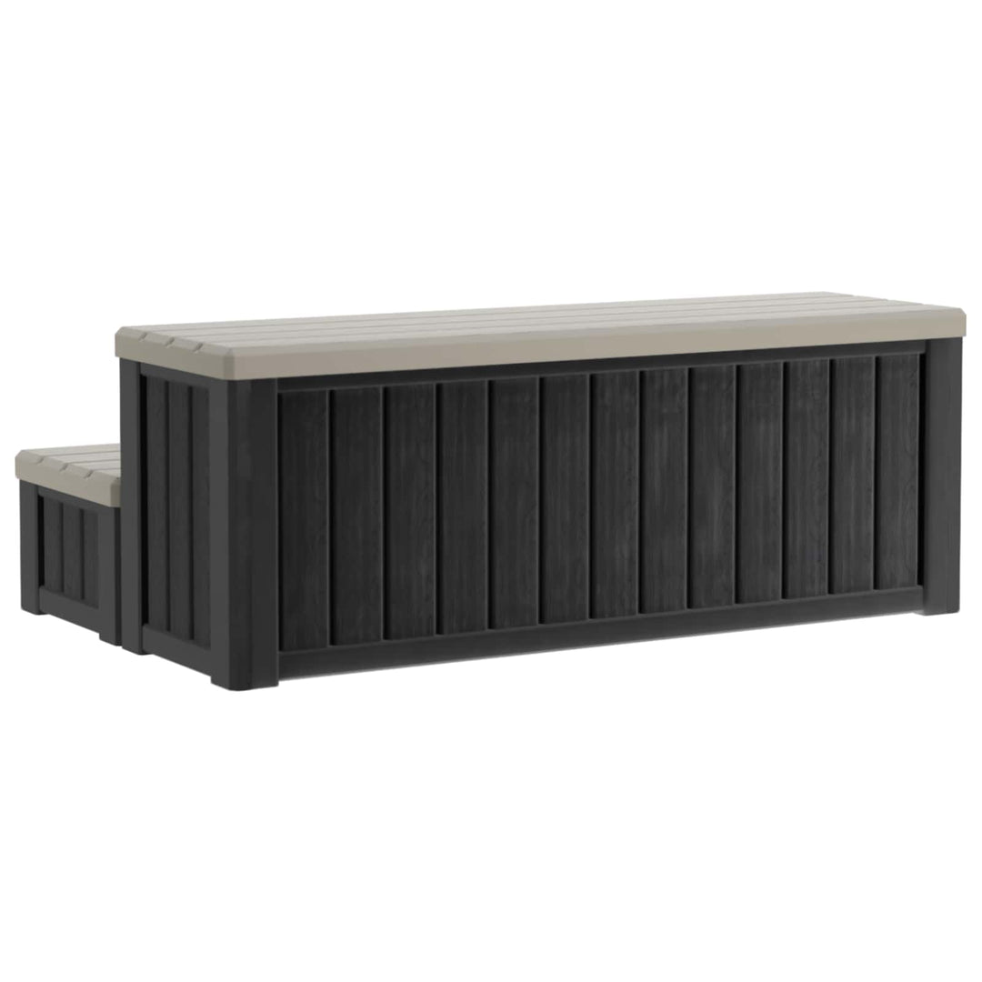 Hot Tub Trin med Opbevaring 2-Trins Brun og grå 93 x 57 x 35 cm