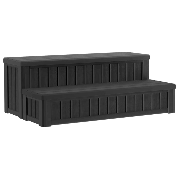 Hot Tub Trin med Opbevaring 2-Trins Sort 93 x 57 x 35 cm PP