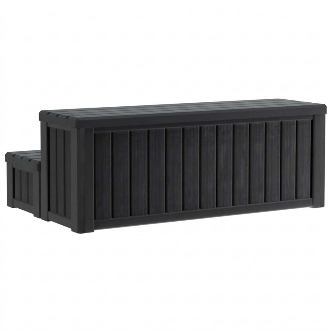 Hot Tub Trin med Opbevaring 2-Trins Sort 93 x 57 x 35 cm PP