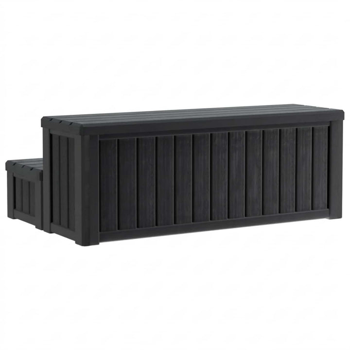 Hot Tub Trin med Opbevaring 2-Trins Sort 93 x 57 x 35 cm PP