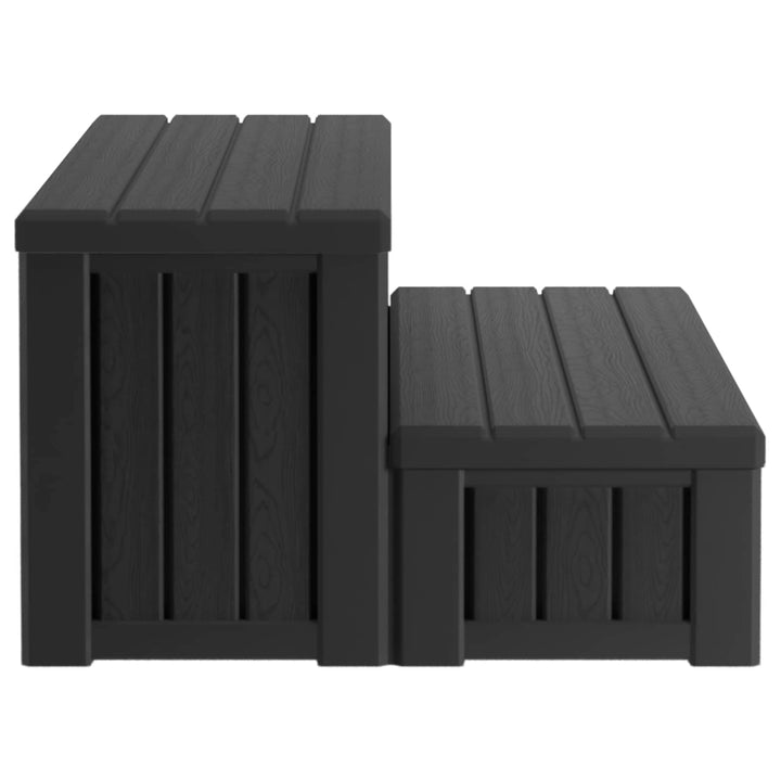 Hot Tub Trin med Opbevaring 2-Trins Sort 93 x 57 x 35 cm PP