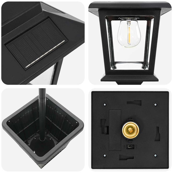 Solarlampe med plantekasse with LED Bulb Sort 32 x 32 x 158 cm