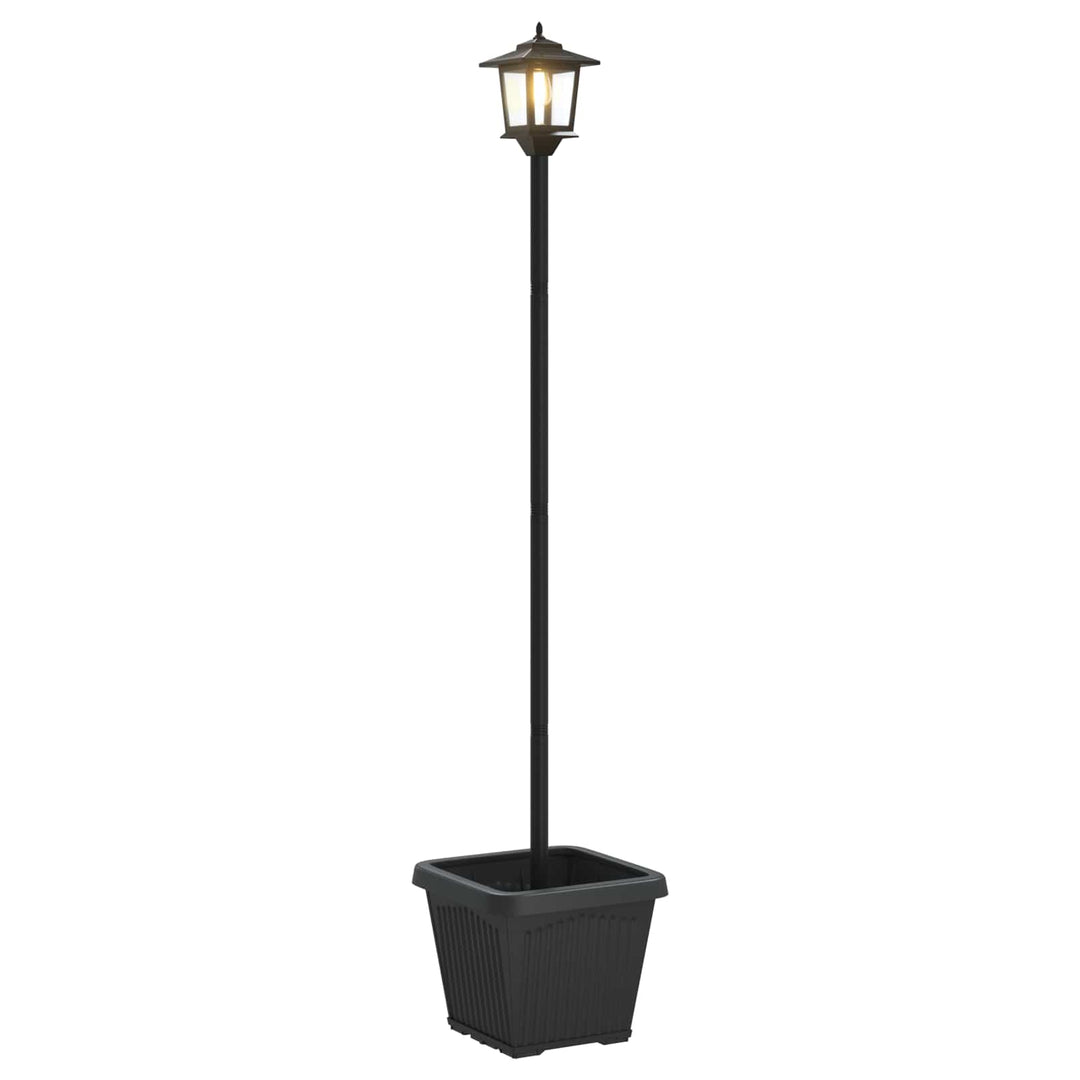 Solarlampe med plantekasse with LED Bulb Sort 32 x 32 x 158 cm
