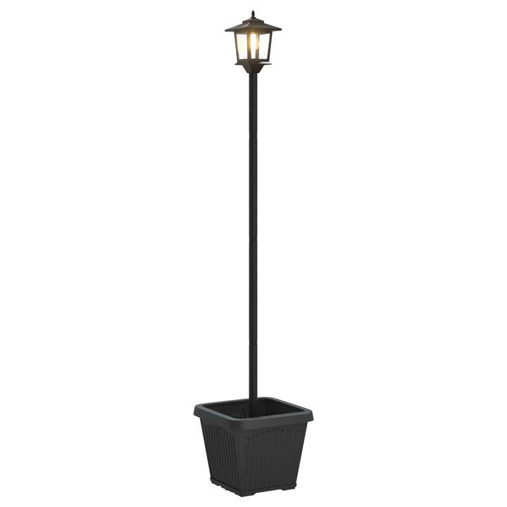 Solarlampe med plantekasse with LED Bulb Sort 32 x 32 x 158 cm
