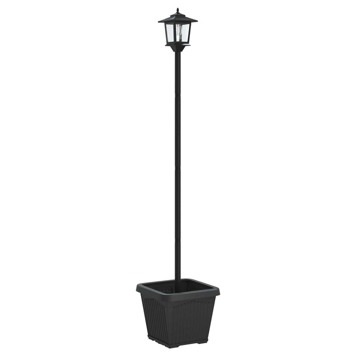 Solarlampe med plantekasse with LED Bulb Sort 32 x 32 x 158 cm