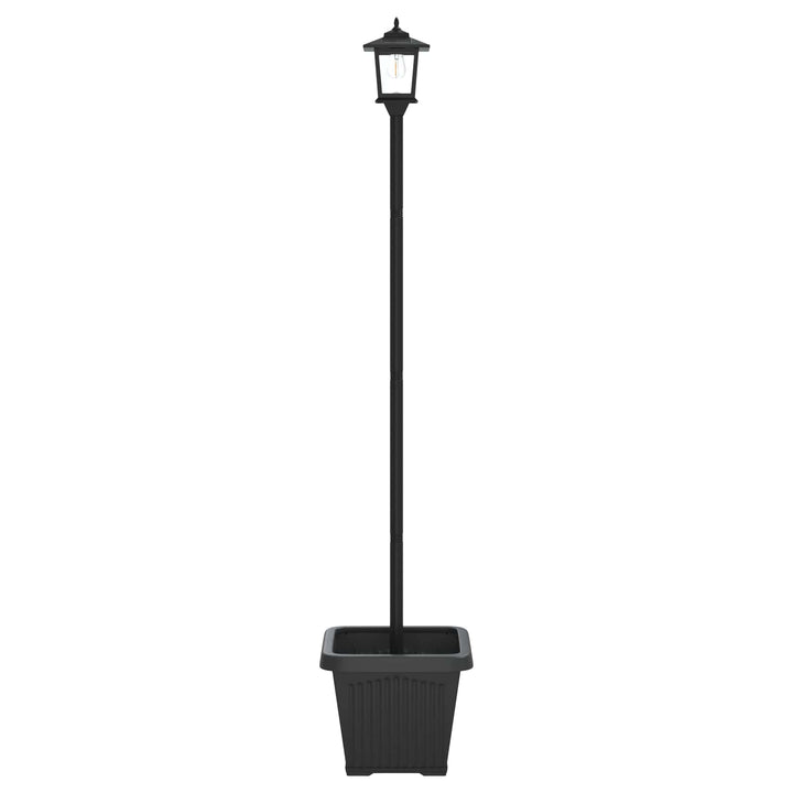 Solarlampe med plantekasse with LED Bulb Sort 32 x 32 x 158 cm