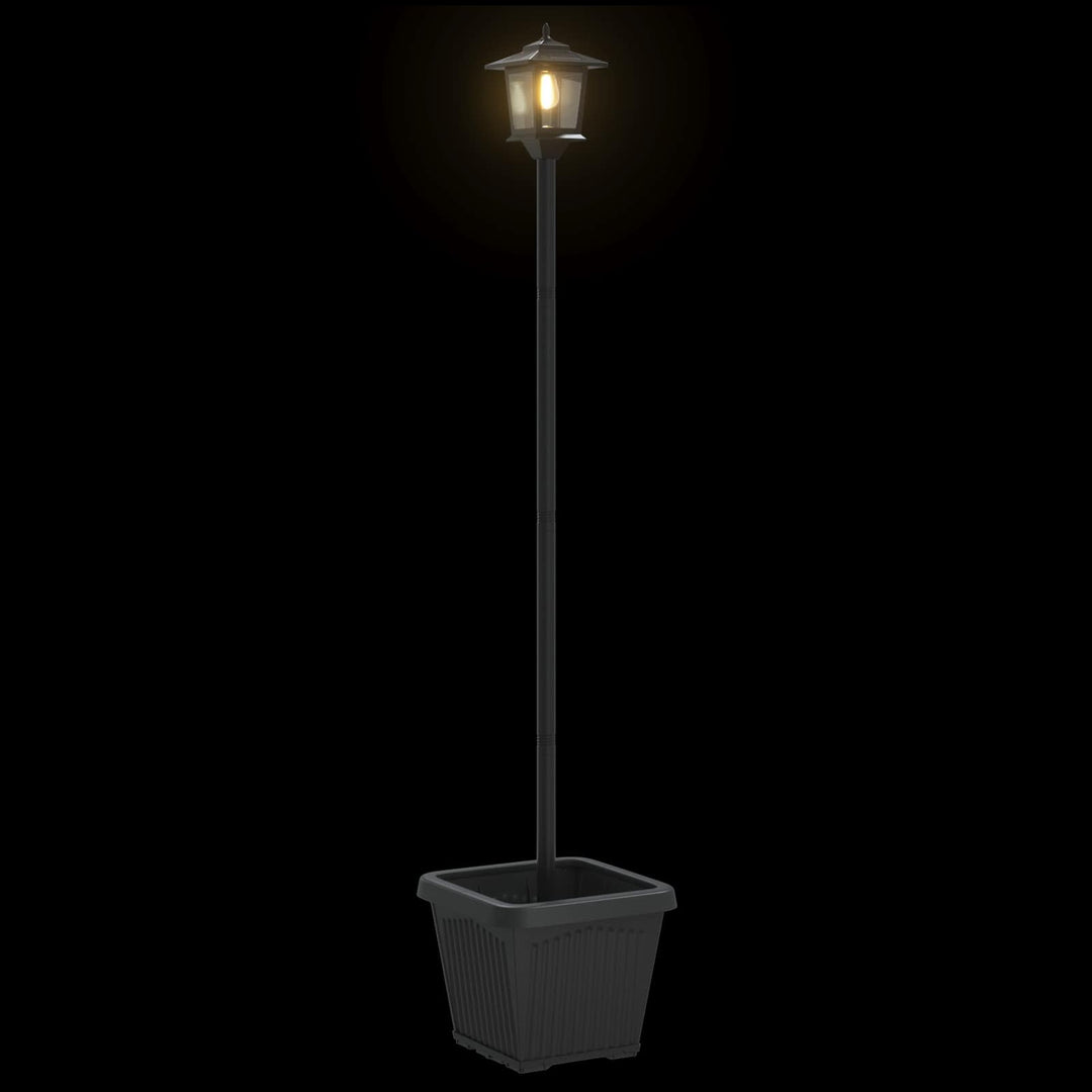 Solarlampe med plantekasse with LED Bulb Sort 32 x 32 x 158 cm