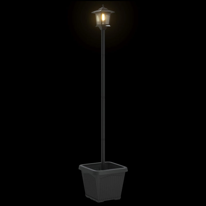 Solarlampe med plantekasse with LED Bulb Sort 32 x 32 x 158 cm