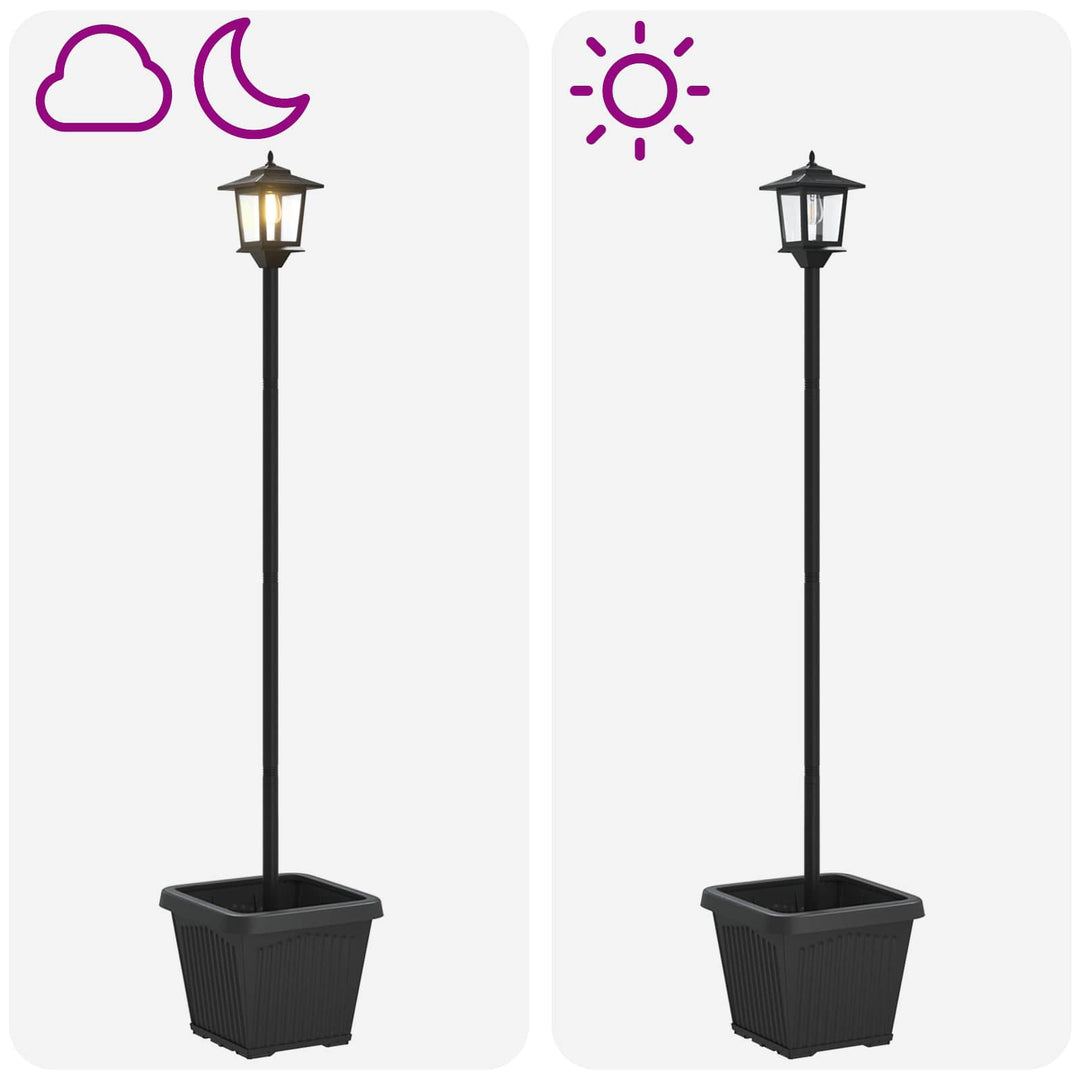 Solarlampe med plantekasse with LED Bulb Sort 32 x 32 x 158 cm
