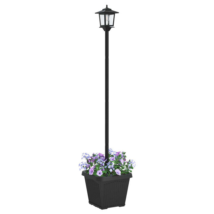 Solarlampe med plantekasse with LED Bulb Sort 32 x 32 x 158 cm