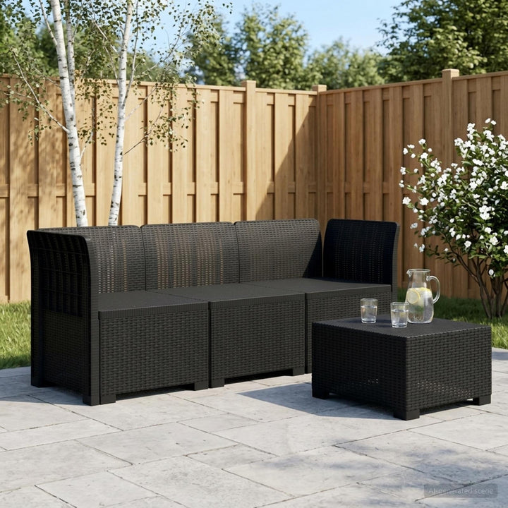 3-personers Havemøbel Sofa Rattan Look PP Antracit