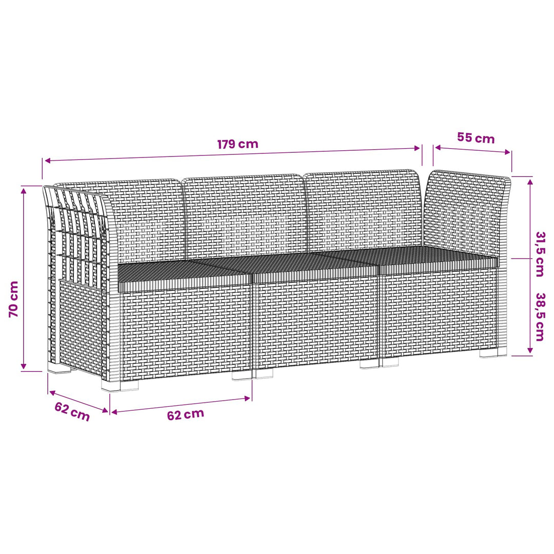 3-personers Have Sofa Rattan Look PP Brun