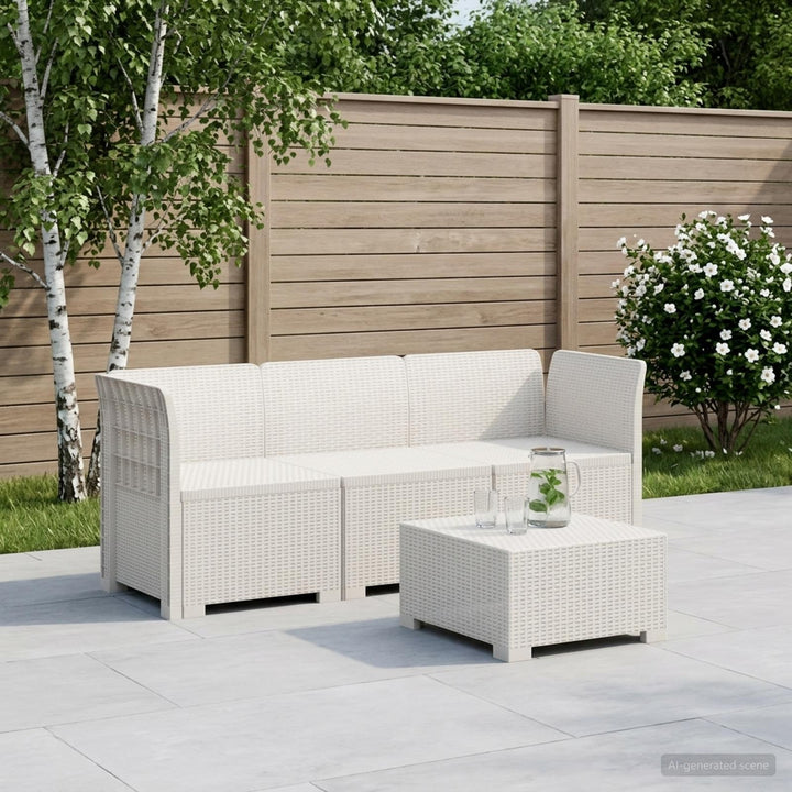 3-personers Havemøbel Sofa Rattan Look PP Hvid
