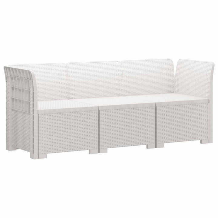 3-personers Havemøbel Sofa Rattan Look PP Hvid