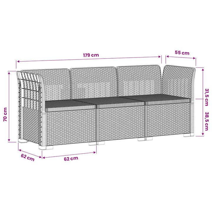 3-personers Havemøbel Sofa Rattan Look PP Hvid