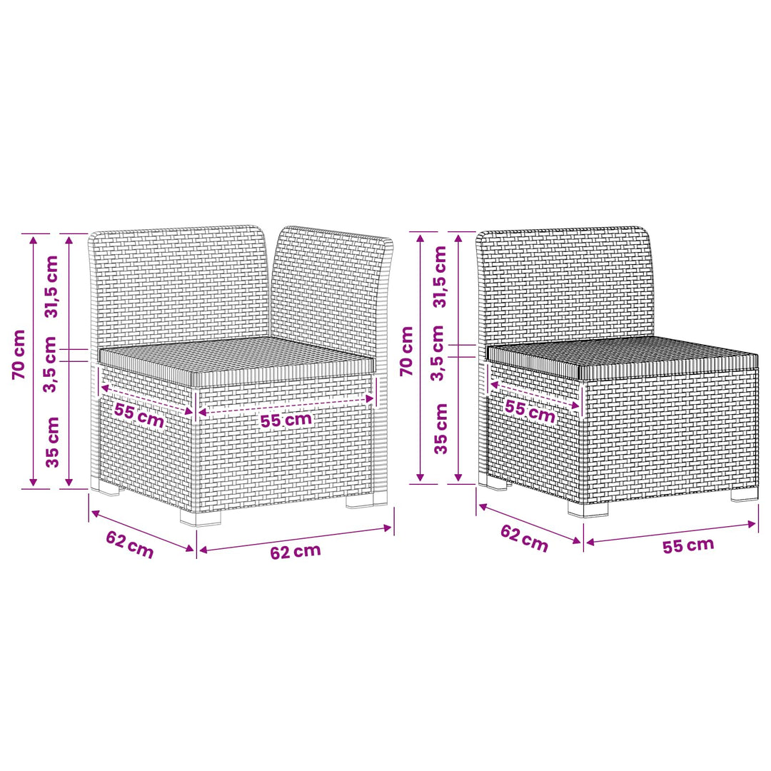 3-personers Havemøbel Sofa Rattan Look PP Hvid
