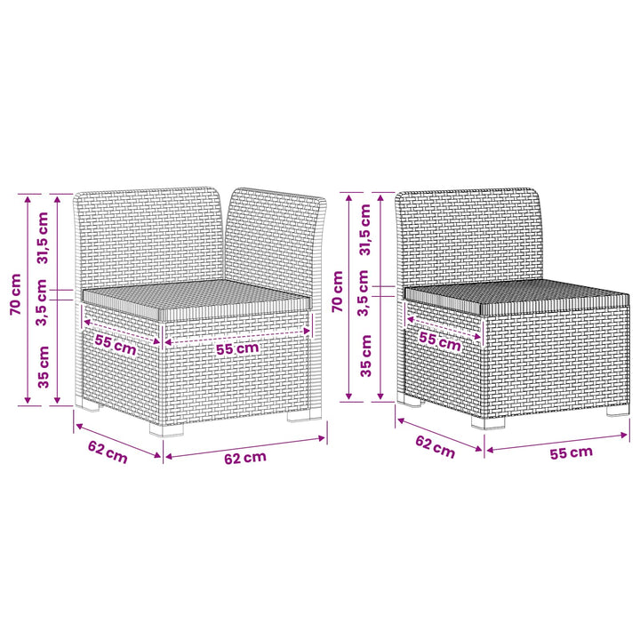 3-personers Havemøbel Sofa Rattan Look PP Hvid