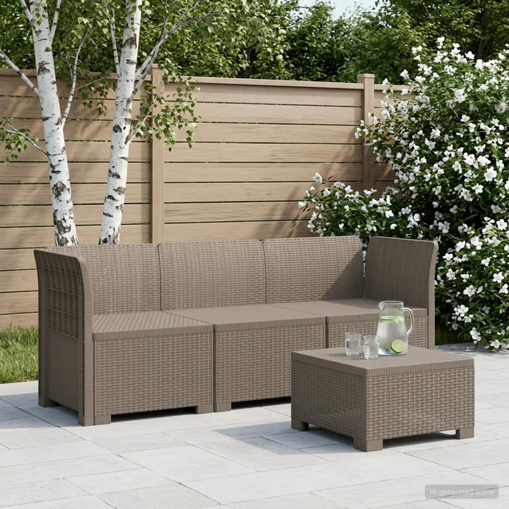 3-personers Have Sofa Rattan Look PP Lysegrå