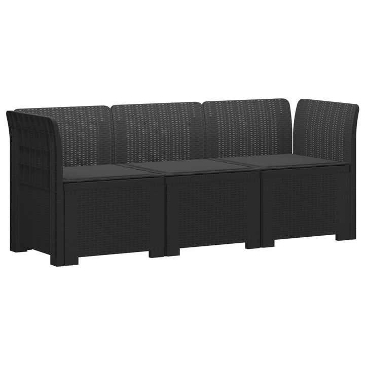 3-personers havensofa med puder i rattanlook PP Antracit