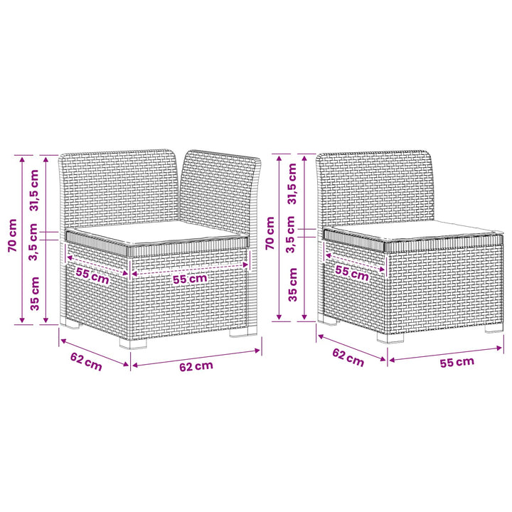 3-personers havensofa med puder i rattanlook PP Antracit