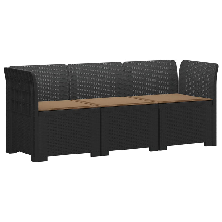 3-personers havensofa med puder i rattanlook PP Antracit