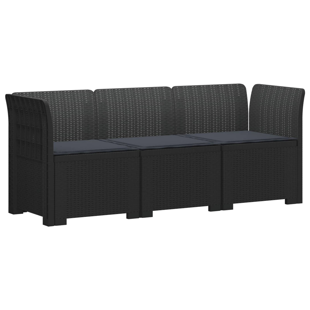 3-personers havensofa med puder i rattanlook PP Antracit