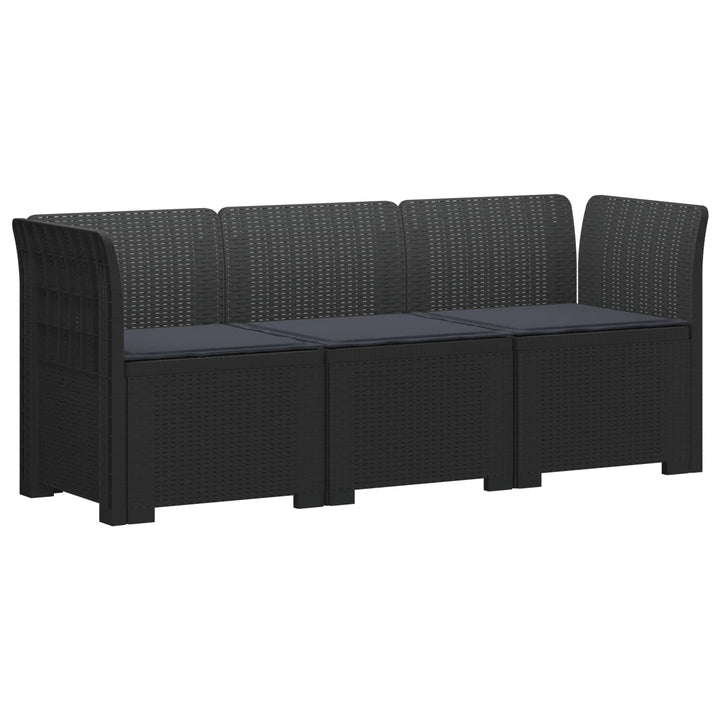 3-personers havensofa med puder i rattanlook PP Antracit