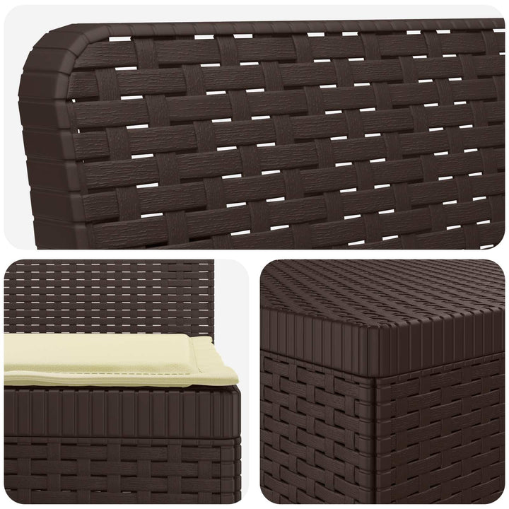 3-personers havensofa med puder i rattanlook PP Brun