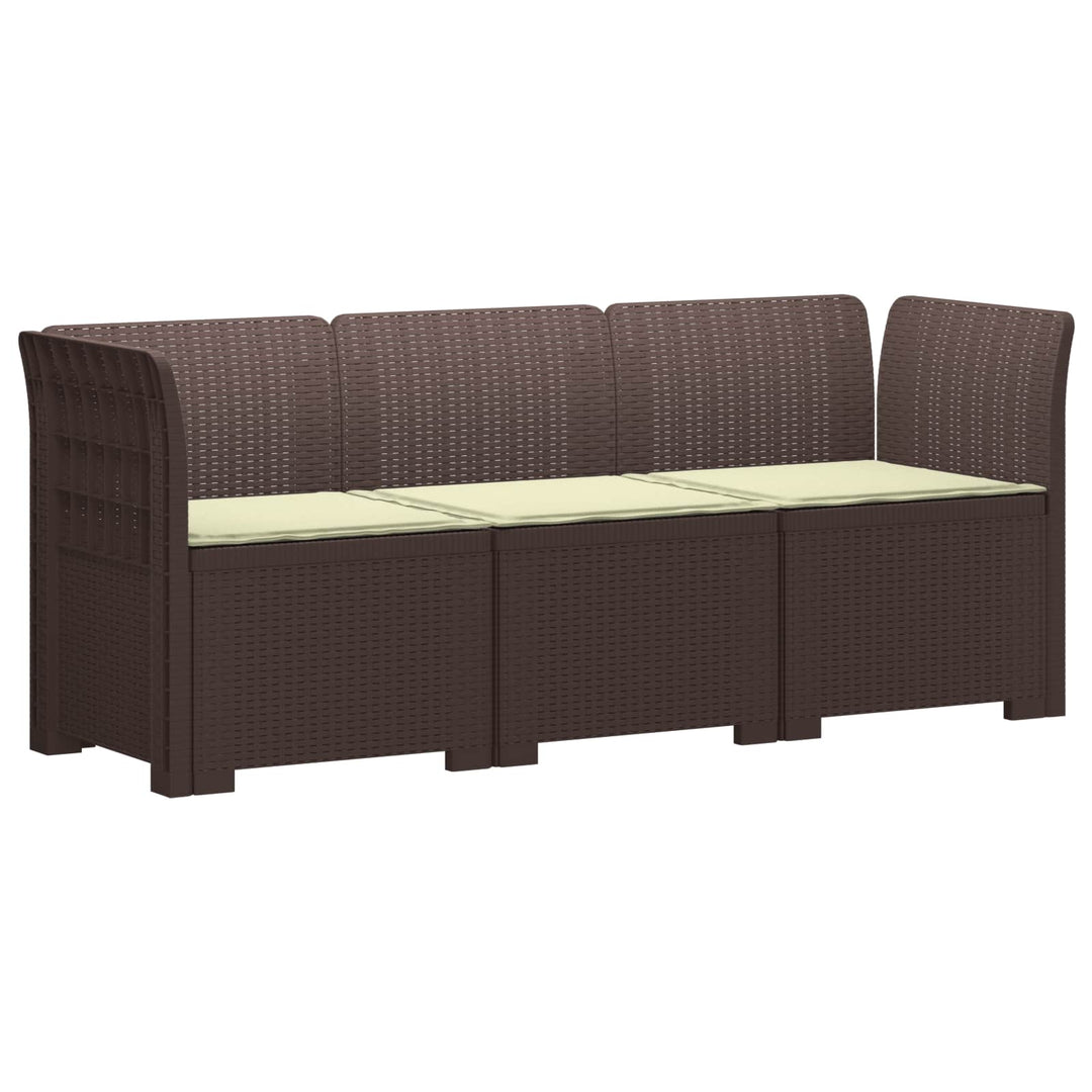 3-personers havensofa med puder i rattanlook PP Brun