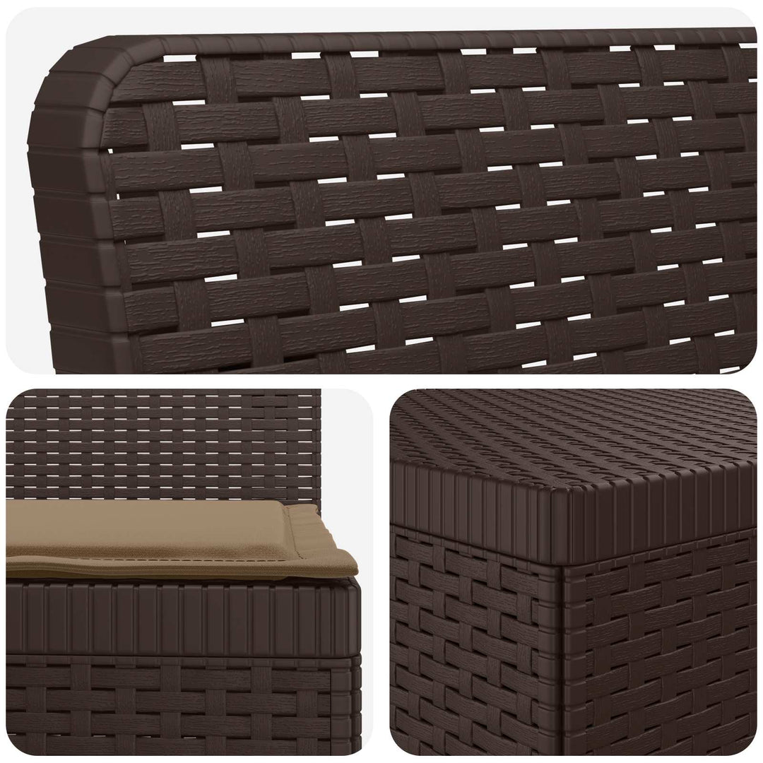 3-personers havensofa med puder i rattanlook PP Brun