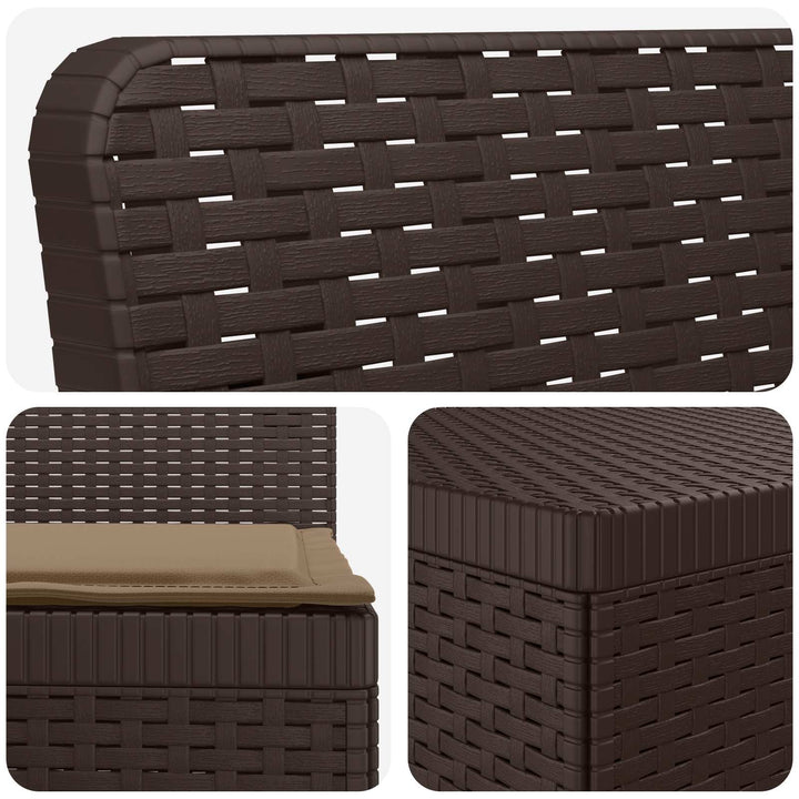 3-personers havensofa med puder i rattanlook PP Brun
